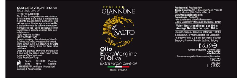 ITALIA | SICILIA | Extra Virgin Olive Oil - il SALTO | 100 ml