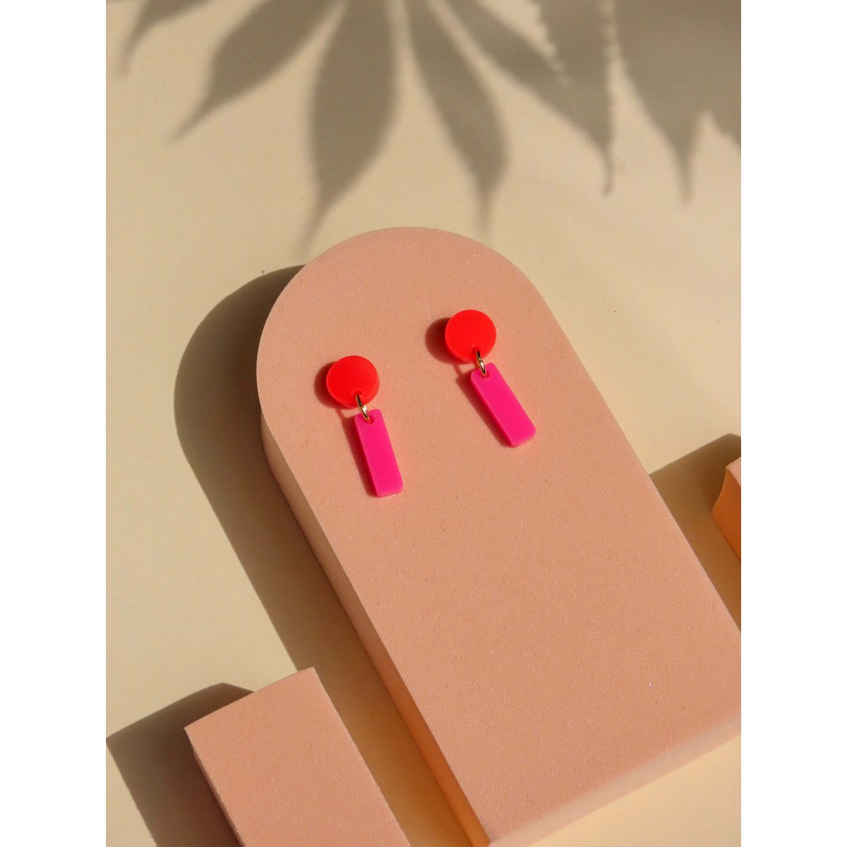 Mini Sticks Statement Ohrringe - feuerrot pink