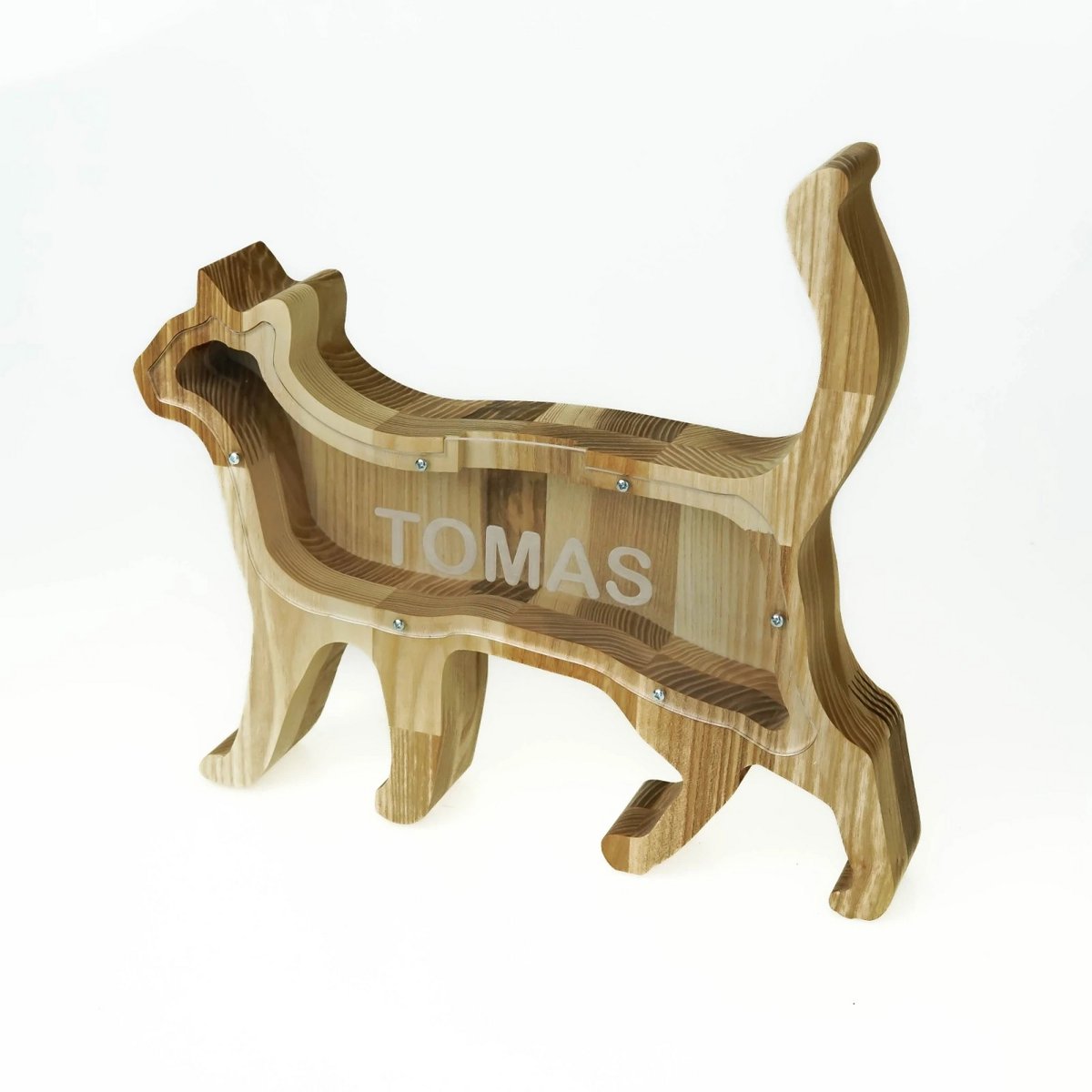Personalized Wooden Piggy Bank Cat, Con box, Money box, Money bank