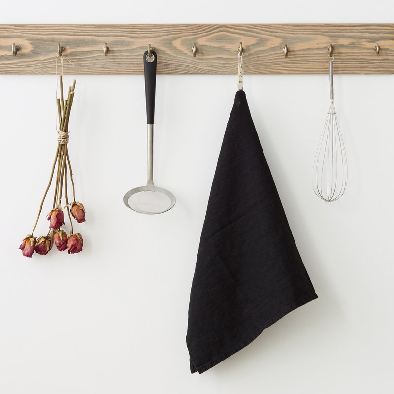 Serviette de cuisine en lin noir