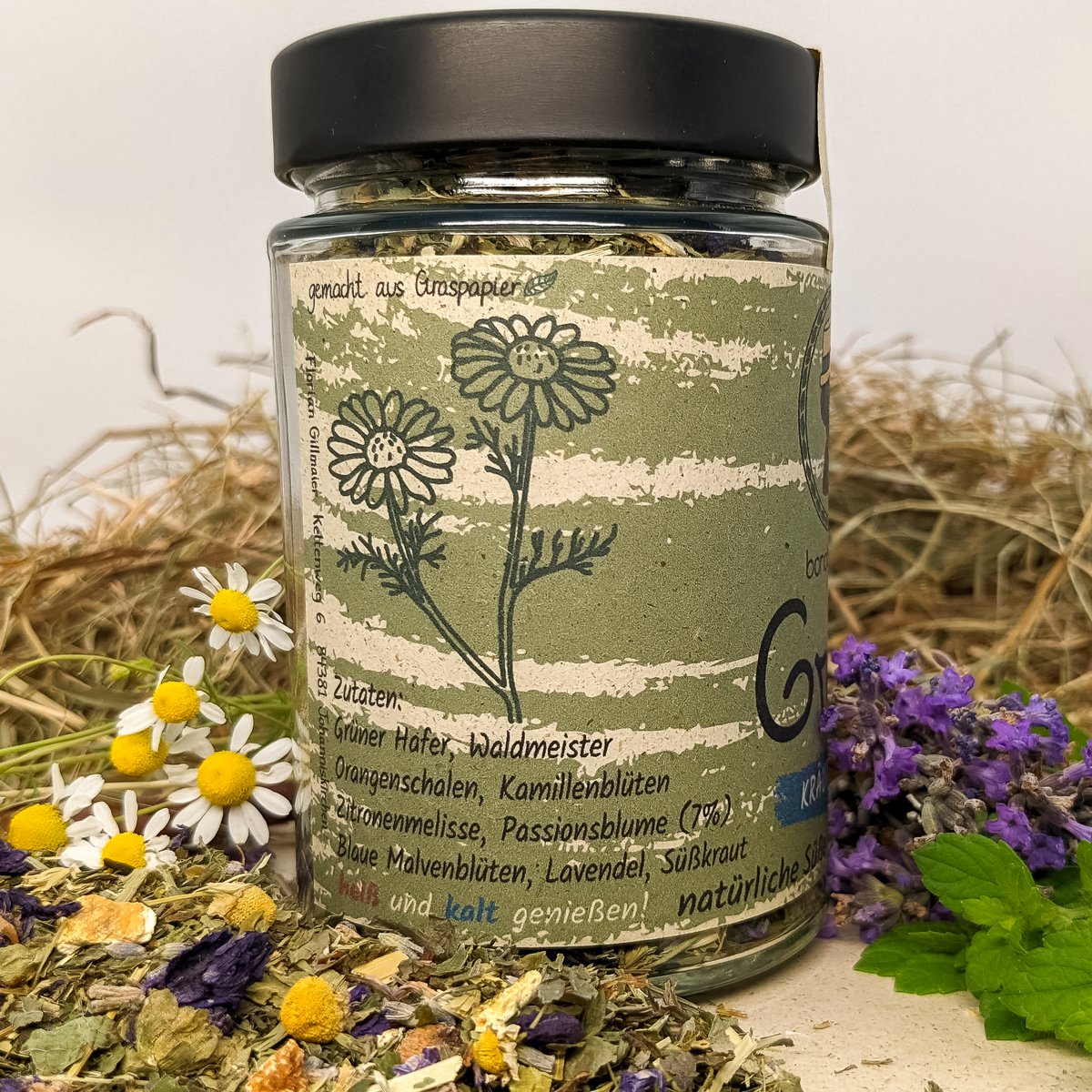Té de hierbas verdes té helado floral