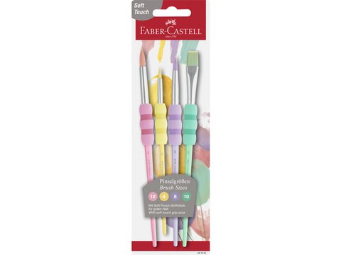 Pinselset FC Soft Touch Pastellfarben 4-tlg. auf Schwarz. 4 Stück Abmessungen (4,8,10,12)