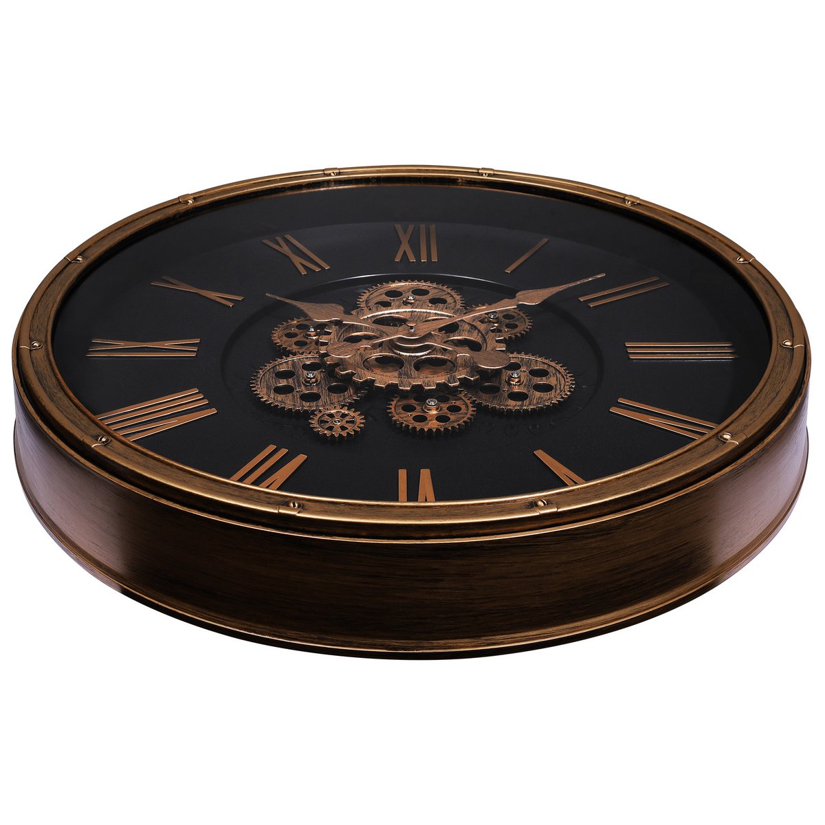 Skelett-Wanduhr im Industrial-Vintage-Look, Ø 50,5 cm, rosegoldfarben/ schwarz