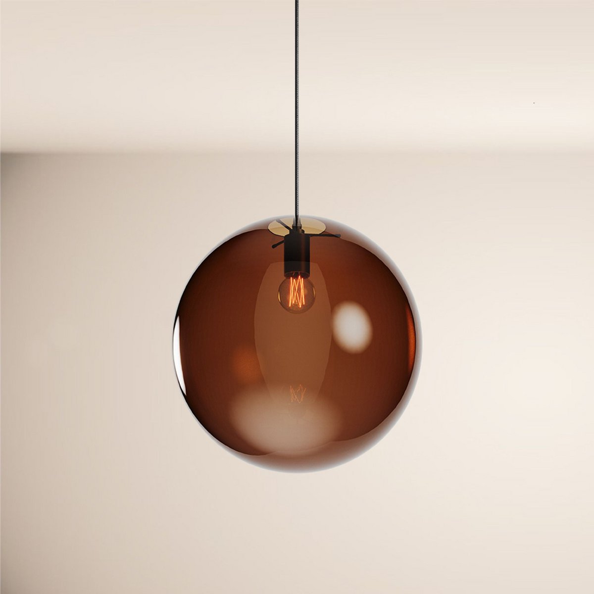 s.luce Orb glass ball gallery light 500cm suspension black