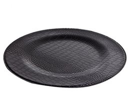 Assiette ronde crocodile noir