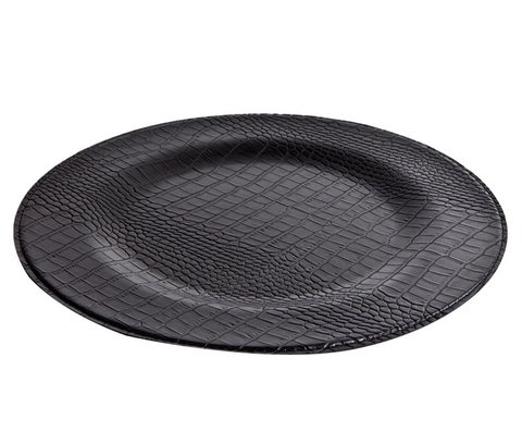 Platzteller rund Kroko schwarz