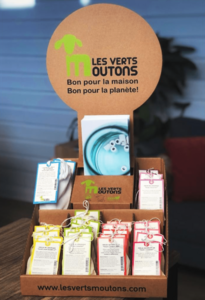 Les Verts Moutons recycled cardboard display