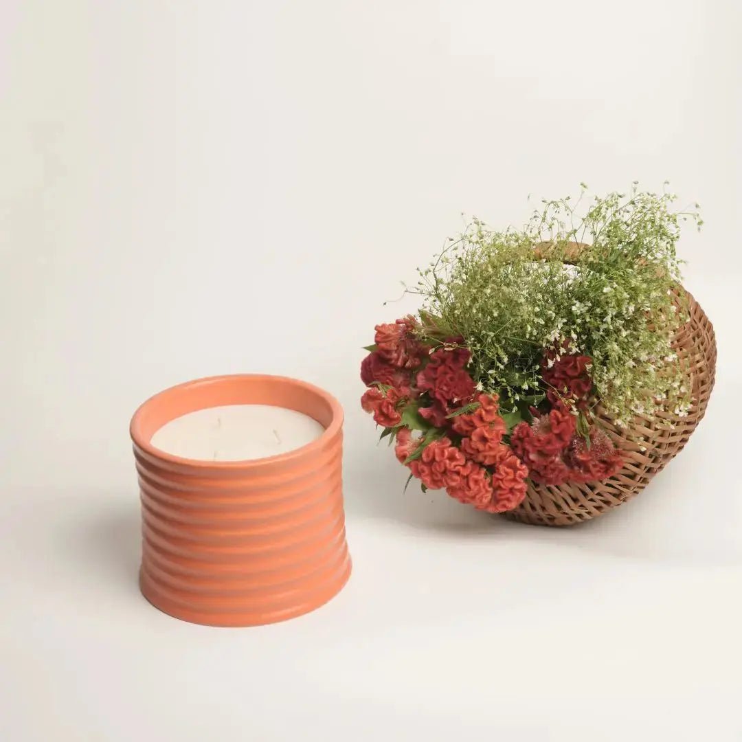 Duftkerze | Sojawachsglas 500g 3-Docht-Baumwolle | Steingut