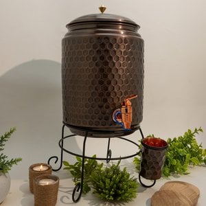 Puur Koperen Watertank (11 l) + 1 Beker (diamond antique)