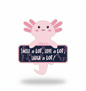 Axolotl Pin Badge - Kawaii roze glimlach slogan