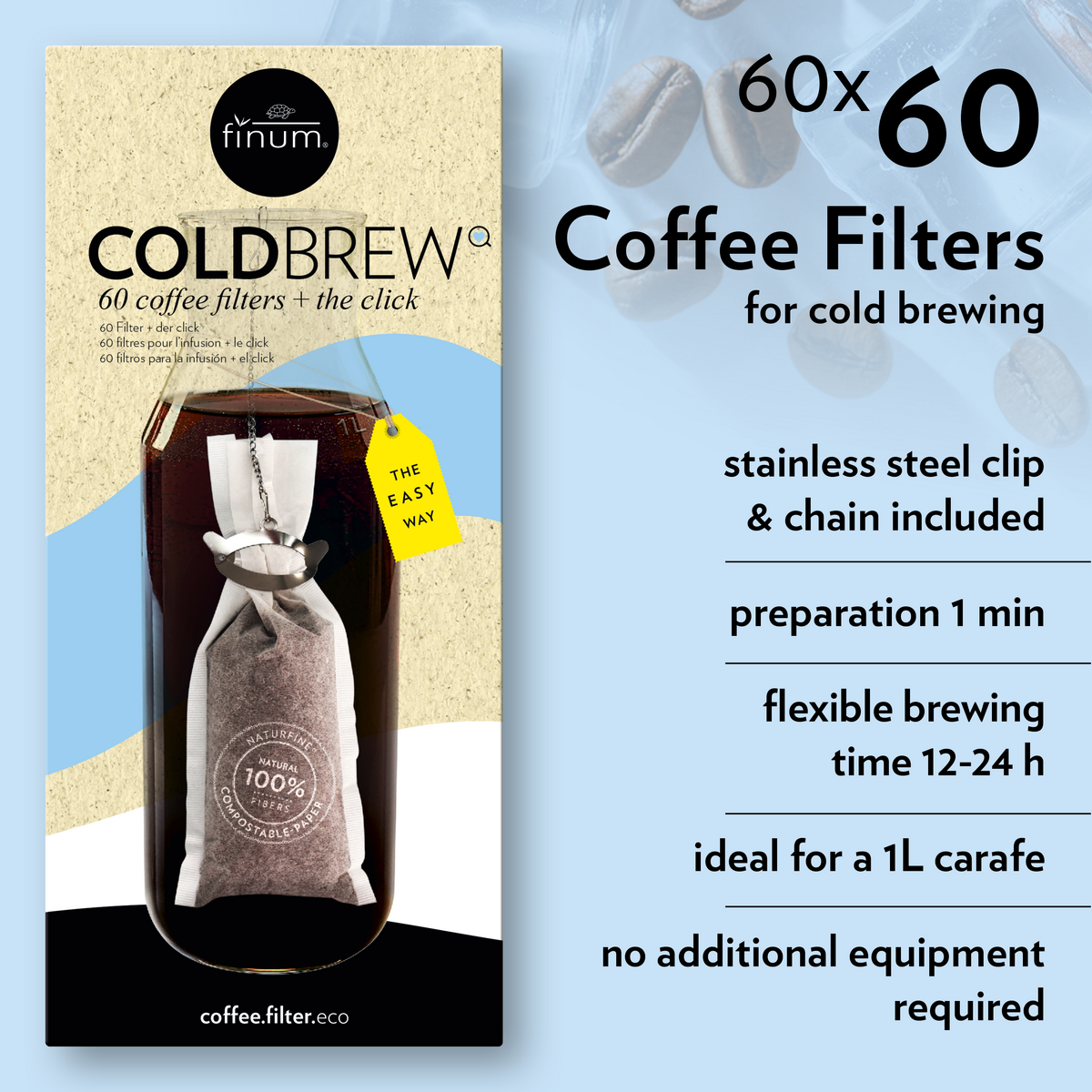 INFUSION À FROID, Filtres à café + Clic