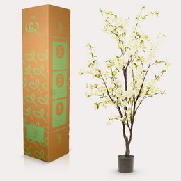 Kunstig plante - Prunus - Kirsebærblomst - Hvid - 175cm