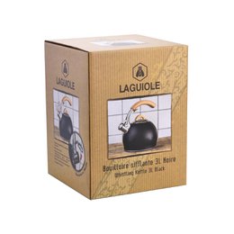 LAGUIOLE, Czarny czajnik z gwizdkiem, Drewniany uchwyt, Na każdy rodzaj ciepła, 3 L