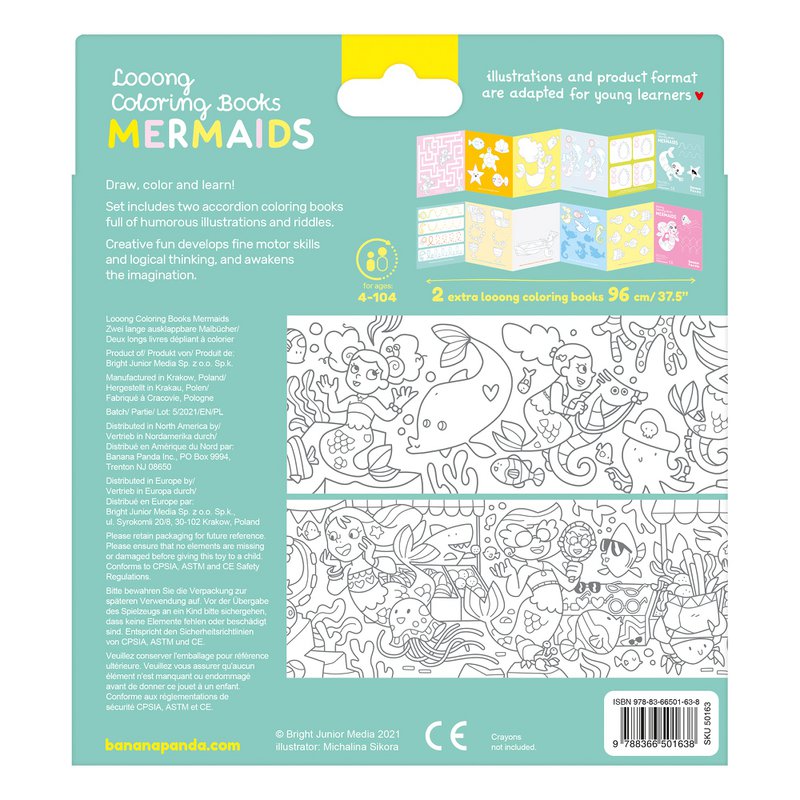 Looong Coloring Books - I Love Coloring Mermaids