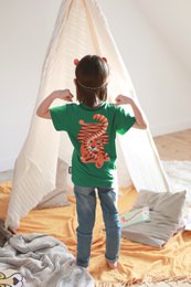Children's short-sleeved T-shirt, organic cotton, green, Tiger