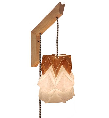 Wood wall light and small suspension Origami Paper and Ecowood