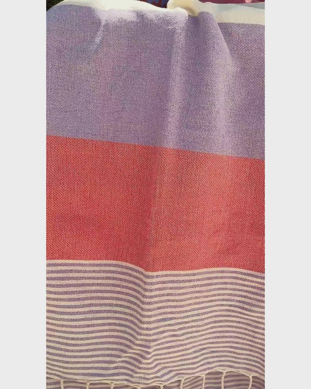 TOWEL TO GO PALERMO Baumwoll-Strandtuch 180x100 cm | Schnell trocknend | Orange / Lila | mit Geschenkbox