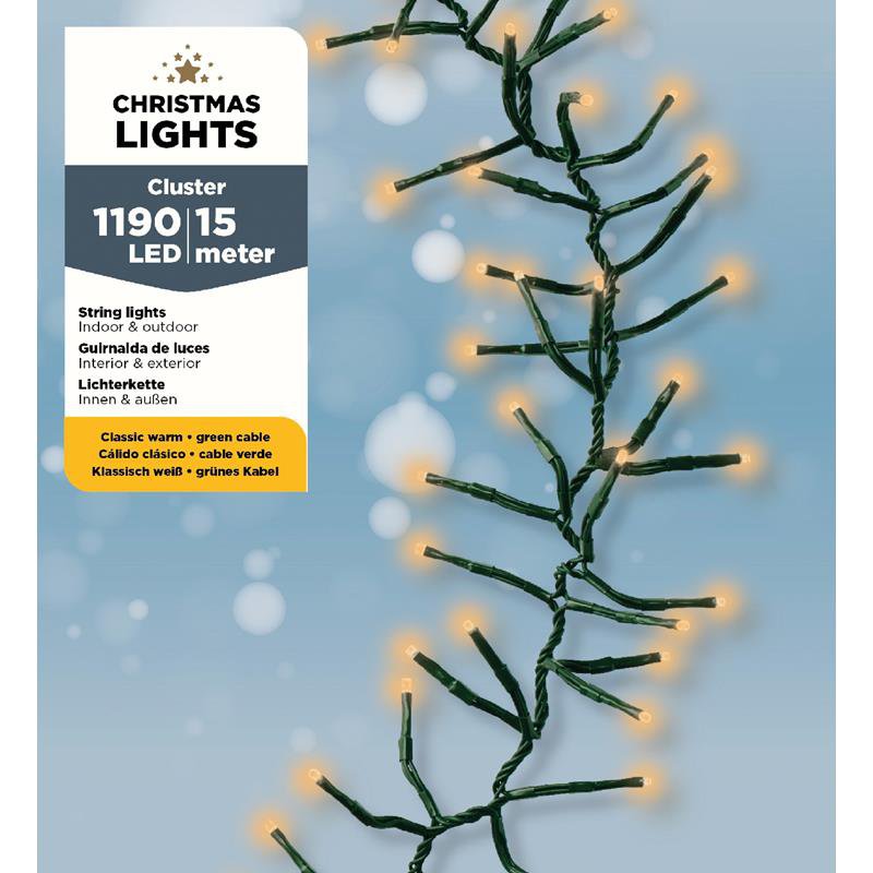 Weihnachtsbeleuchtung Cluster 1190LED warmweiß