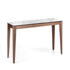 Walnut wood console and porcelain top