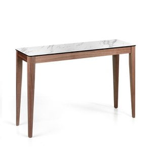 Walnut wood console and porcelain top