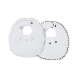 LÄTZCHEN (PACKUNG 2 EINHEITEN) – 100 % BAUMWOLLSTOFF – GRAU UND WEISS