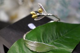 Gouden olijftak manchetarmband: verstelbare sterling zilveren armband