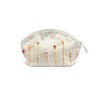Cosmetic bag, embroidered raw silk, silver
