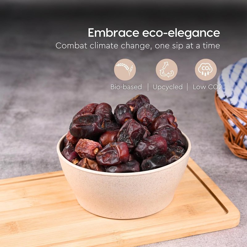 Bols de service Elara écologiques Ecofy | 1000 ml, 600 ml, 300 ml | Ensemble de 3 | Ensemble de bols allant au micro-ondes | Bol à mélanger fabriqué avec du biocomposite de balle de riz | pour ensemble de bols chauds et froids | Azur-Célé-Inno Certif