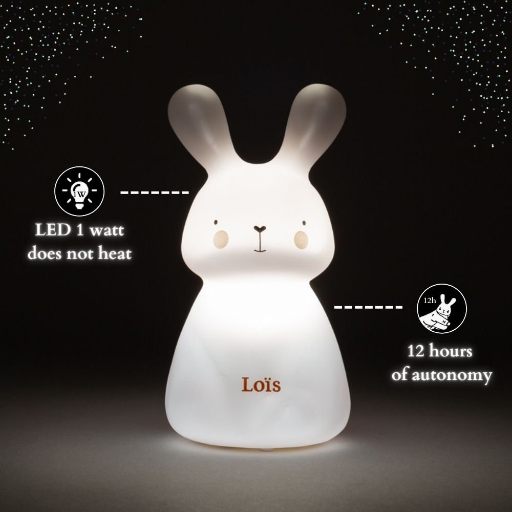 Nachtlampje - Rabbit Loïs - werkt op batterijen - wit