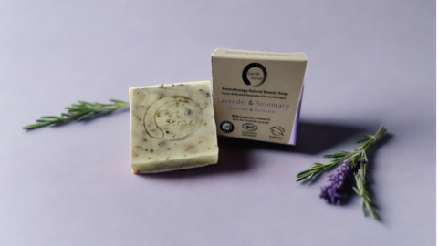 Organic Certified Solid Soap - Lavender & Rosemary With Lavender Flowers 90G