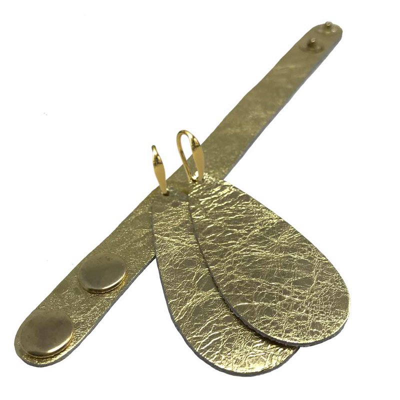 Læderøreringe 'Drops of Joy', Glamorous Gold