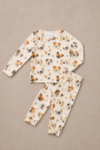 Kinder-Pyjama-Set mit Hundemuster – langärmlig