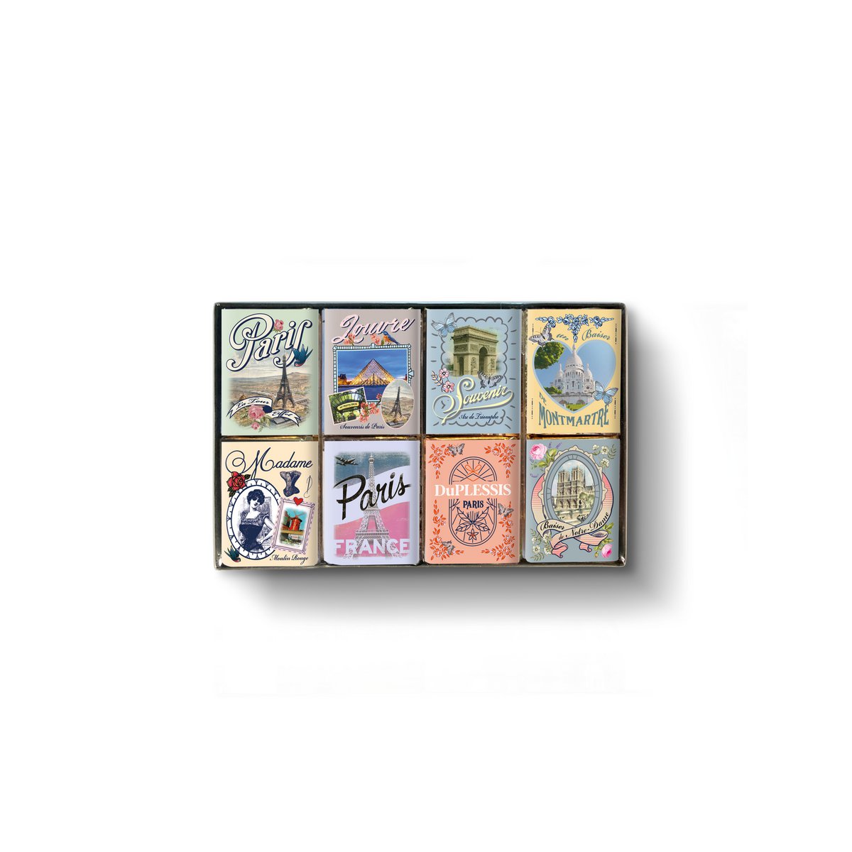"Vintage Paris" -Set - 72% oder Milch dunkle Schokolade 35%