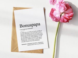 Definitie "Bonuspapa" wenskaart