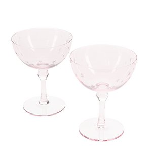 Etched star coupe cocktail glasses (set of 2) - Pink