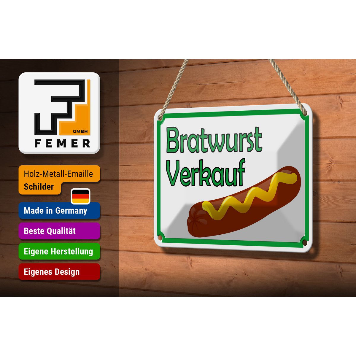 Tin sign notice 18x12cm Bratwurst sale restaurant decoration