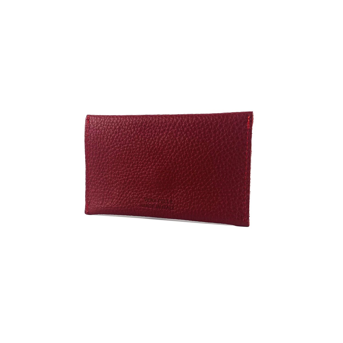 K0040VB | Beutel mit Klappe, hergestellt in Italien aus echtem Vollnarbenleder, genarbter Dollar – Farbe Rot – Maße: 13 x 8 x 0,5 cm – Verpackung: fester Boden/Deckel in Geschenkbox