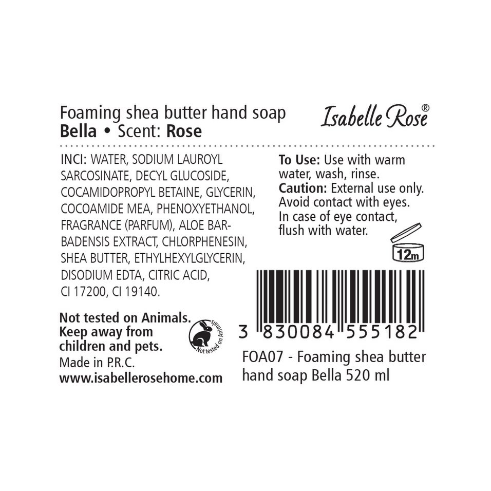 Schäumende Sheabutterseife Bella 520 ml Isabelle Rose
