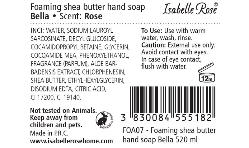 Schäumende Sheabutterseife Bella 520 ml Isabelle Rose