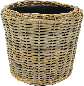 Rattan -Pflanzenkorb Drypot - Ø 40 x 42 cm - langlebiger Blütentopf mit wasserdichtem Innentopf - Graukorb für Innenpflanzen - Blütentöpfe für Innenseite - Pflanzenkorb - Blütenknopf