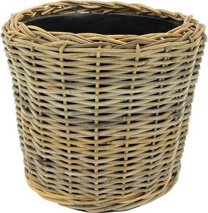 Rattan -Pflanzenkorb Drypot - Ø 40 x 42 cm - langlebiger Blütentopf mit wasserdichtem Innentopf - Graukorb für Innenpflanzen - Blütentöpfe für Innenseite - Pflanzenkorb - Blütenknopf