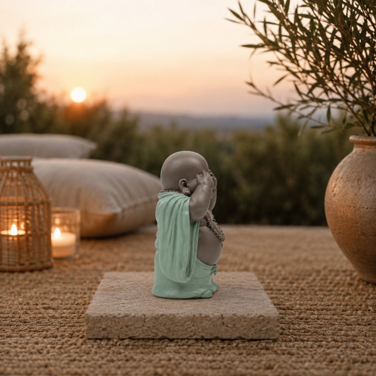 Estatua 3 Budas que Ríen - Decoración Zen y Feng Shui - Para crear un ambiente relajante y espiritual - Idea de regalo de la suerte