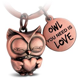 Llavero búho "Owl you need is Love" Owly con corazón y grabado - amuleto de la suerte dulce búho