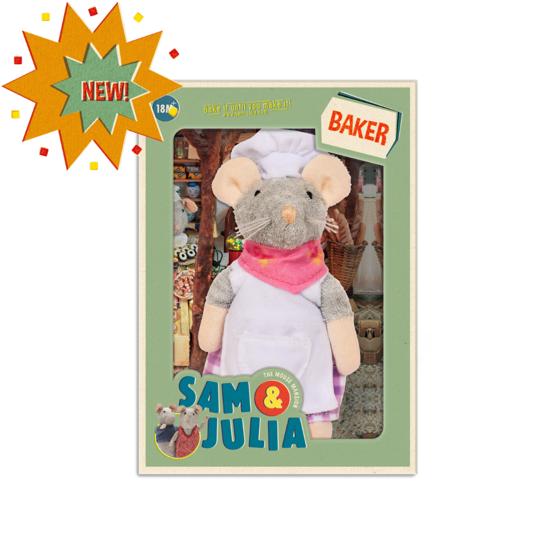 Cuddly toy Mouse Bakker (12 cm) - The Mouse House