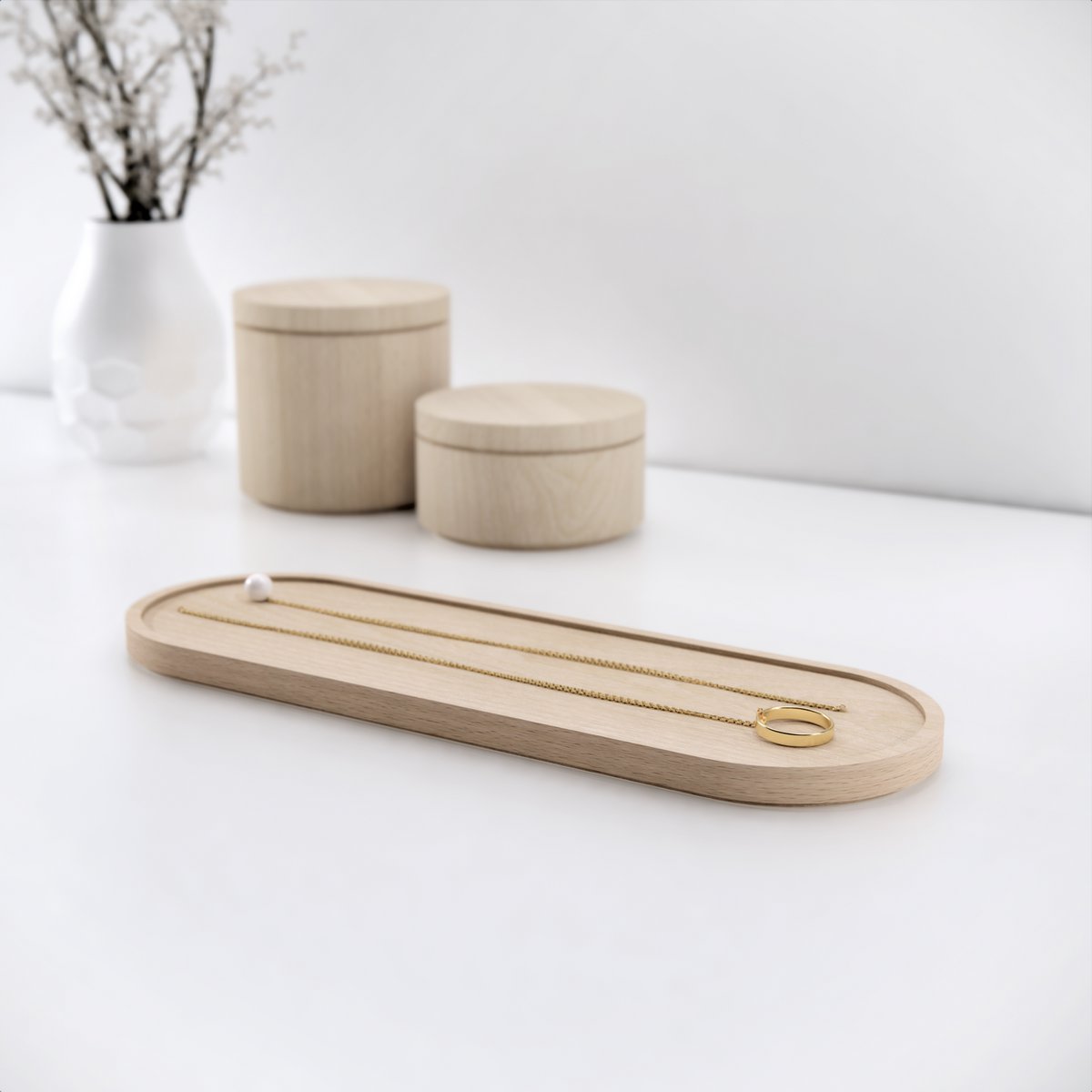 Vassoio organizer da scrivania in legno impilabile