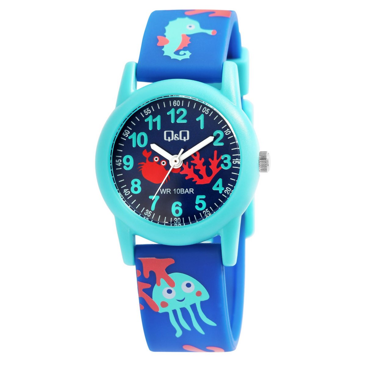 Montre pour enfants Q&Q "Underwater World", bracelet en résine, 10 ATM