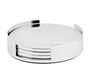 EDZARD Set of 4 coasters Due with holder, diameter 9 cm, silver-plated, tarnish-resistant