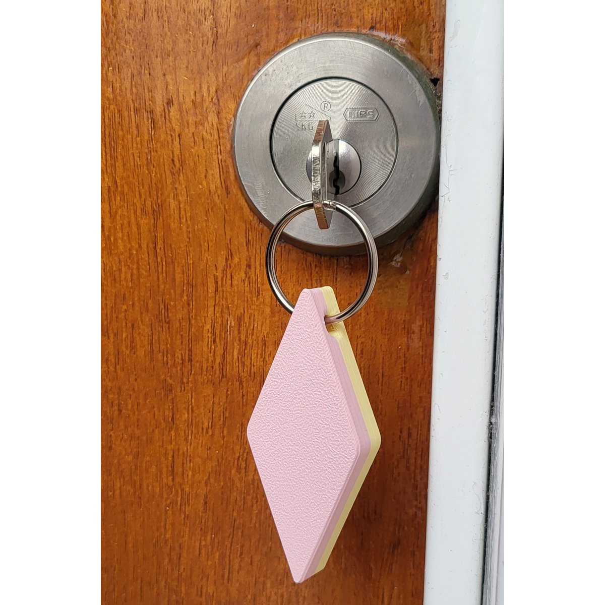 Keychain Check Bacon Pink/yellow