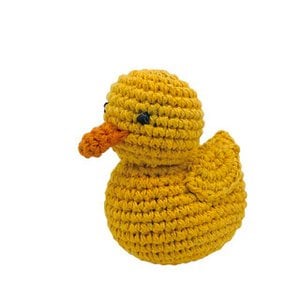 Luna-Leena duck rattle - yellow - cuddle 0+ - organic cotton - hand crocheted in Nepal