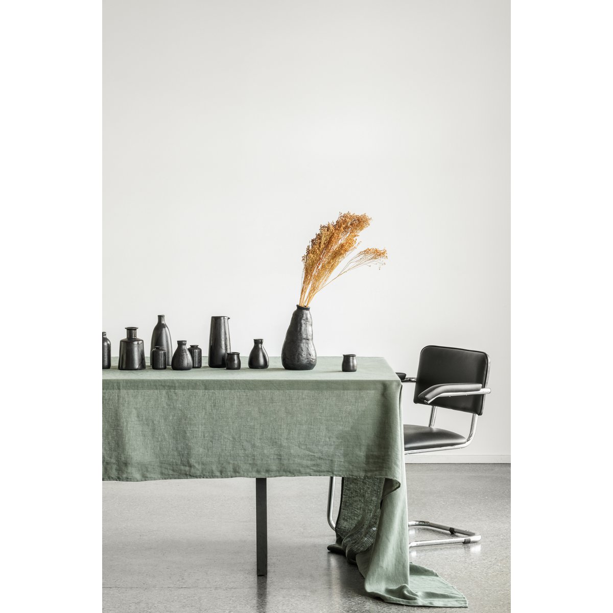 Hør dug Nordic Moss grøn (330x145 cm)